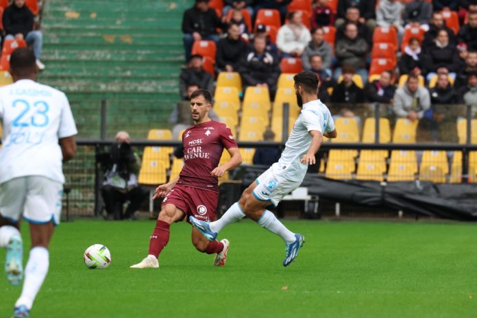 Maxime Colin lors du match entre le FC Metz et le Havre AC