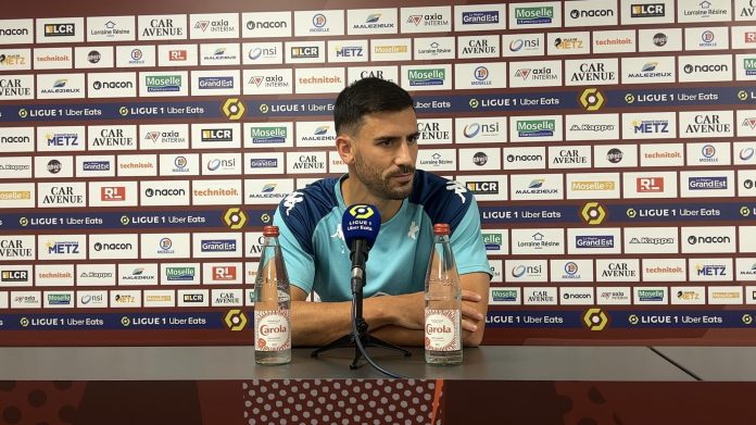 Maxime Colin en conférence de presse avant FC Metz - Le Havre AC