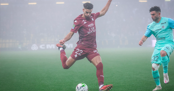 Kévin van den Kerkhof lors de la défaite du FC Metz face à Montpellier