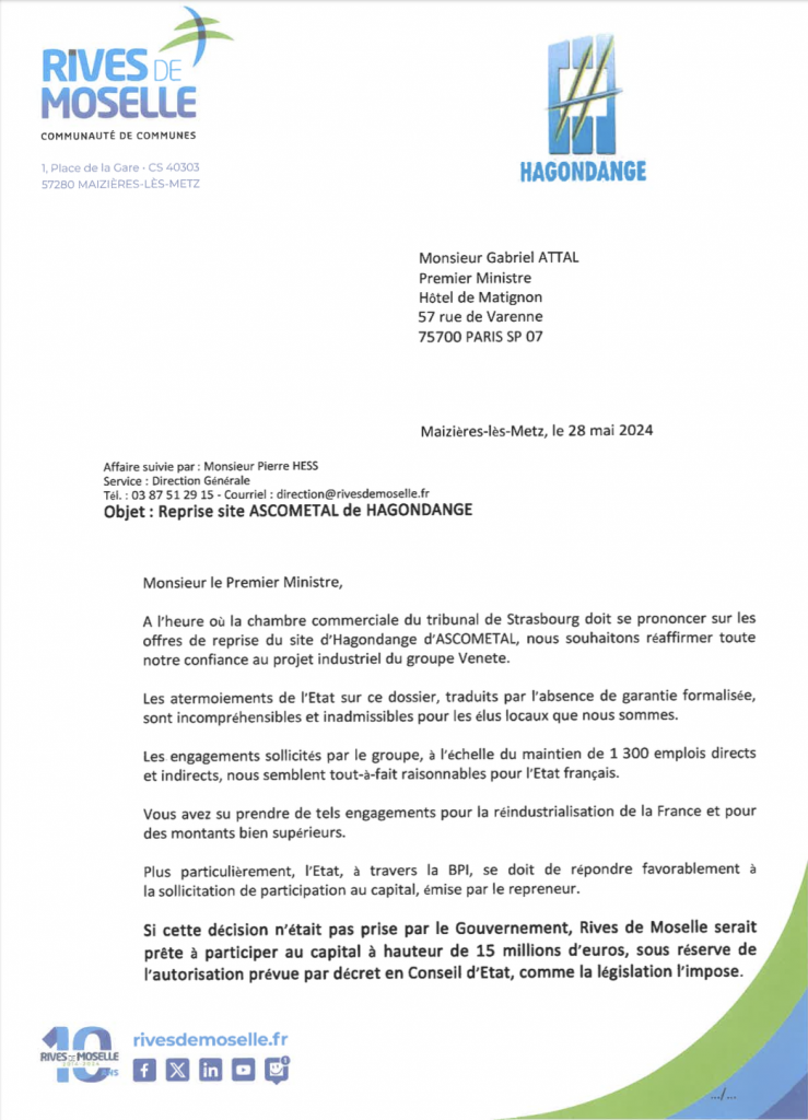 Les élus de Rives de Moselle soutiennent Ascometal