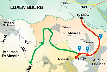 Une route bloquée entre la Moselle et le Luxembourg. Crédit photo : Les Frontaliers