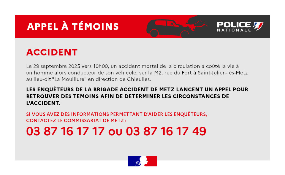 Appel à témoins après un accident de la route mortel 