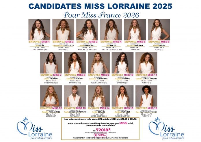 Le Zap : les 16 candidates de Miss Lorraine dévoilées