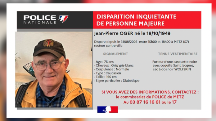 Disparition inquiétante d’un septuagénaire à Metz