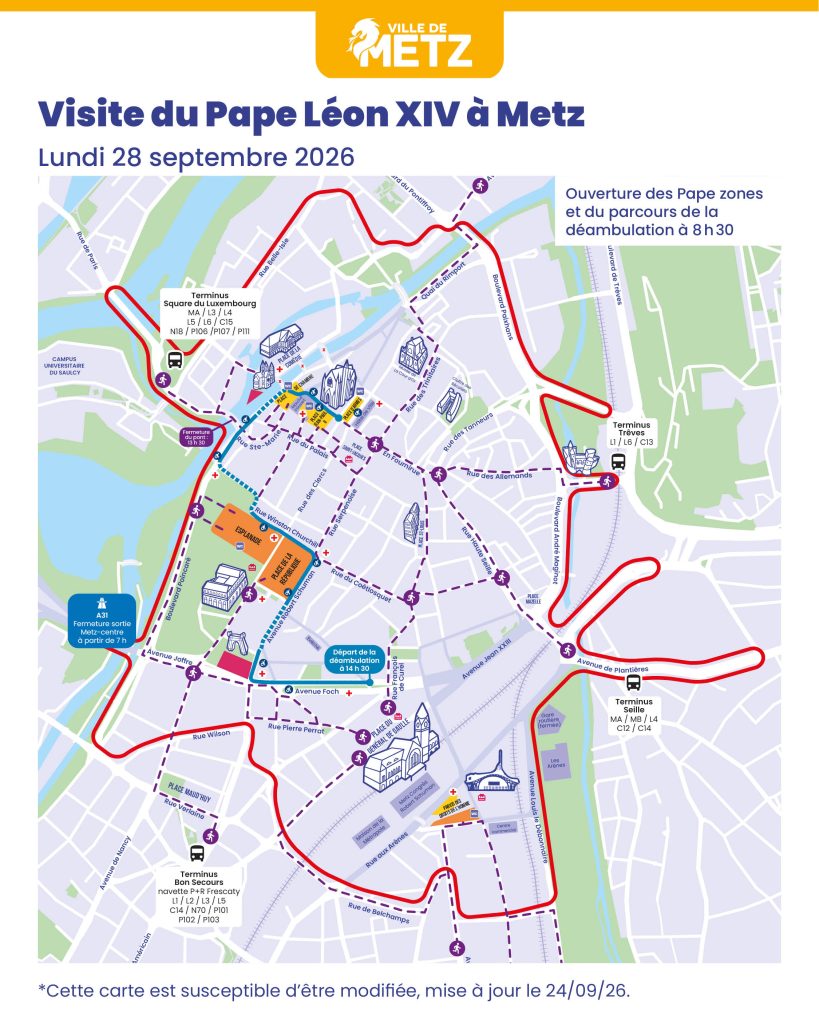 parcours du pape à metz
