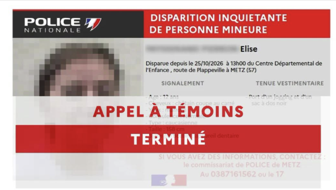 La jeune fille disparue à Metz a été retrouvée